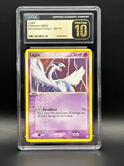 CGC Pristine 10- Pokemon LUGIA 29/115 2005 EX Unseen Forces - Low Pop - Image 1