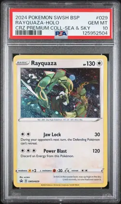 💎 PSA GEM MINT 10 💎 POKEMON SWSH BSP RAYQUAZA-HOLO CRZ PREM COLL-SEA & SKY 029 - Image 1