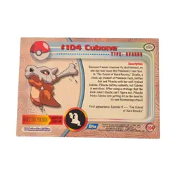 2000 Topps Pokemon TV Animation Edition Series 2 Cubone #104 Blue logo - Image 2