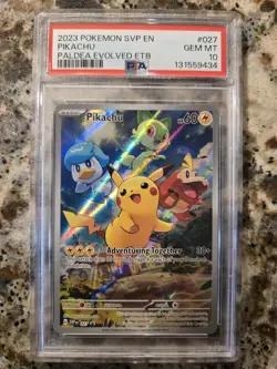 2023 Pokemon Pikachu #027 Paldea Evolved ETB Black Star Promo PSA 10 SVP EN - Image 1
