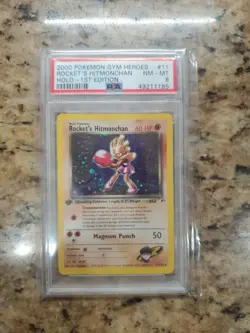 2000 Pokemon Gym Heroes 1st Edition #11 Rocket's Hitmonchan - Holo PSA 8 NM-MT - Image 1