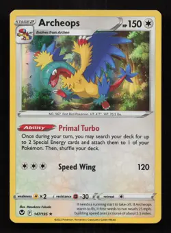 Archeops 147/195 Pokemon Silver Tempest Holo NM - Image 1