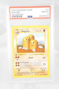 Pokemon 1999 Dugtrio 19/102 Base Set 1st Edition PSA 8 NM-MT - Image 1