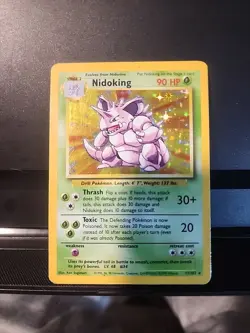 1999 Pokemon Base Set Nidoking Holo Rare Card 11/102 Damaged - Image 1