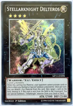 MP15-EN098 Stellarknight Delteros - Secret Rare 1st Edition Lightly Played - Image 1