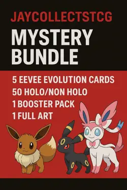 POKEMON EEVEE EVOLUTIONS MYSTERY BUNDLE | 1 BOOSTER PACK + 1 FULL ART + 50 CARDS - Image 1