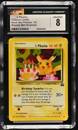 CGC 8 Birthday ____'s Pikachu 2000 Black Star Promos 24 Holo Pokemon Card - Image 1