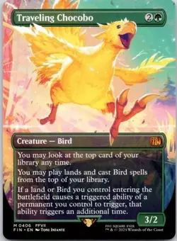 Traveling Chocobo (Borderless) #406 (NM) Final Fantasy FIN Magic MTG - Image 1