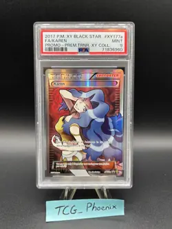 Pokemon Karen Full Art Premium Trainer XY Collection Promo XY177a PSA 9 Mint - Image 1
