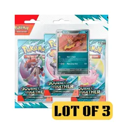 LOT OF 3 - Pokemon Journey Together - 3-Pack Blister Scrafty Promo - Sealed - Image 1