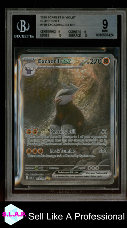 EXCADRILL EX SIR POKEMON 168 2025 BLACK BOLT 10 ENGLISCH BECKETT 9 - Image 1