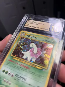 Meganium Pokemon 1999 Japanese Neo Premium File CGC Pristine 10 SWIRL! Low pop - Image 3