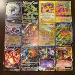 Pokemon TCG 12-Card + 12 card Sleeves Lot: 1 Metal ex, VMax’s, V’s, and more! NM - Image 1