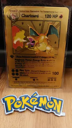 Gold Charizard - 1st Edition Shadowless - Base Set 1999 - 4/102 - Artcard - Image 1