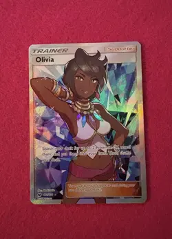 POKEMON Olivia Crimson Full Art Trainer Card 111/111 Ungraded Good Condition - Image 2