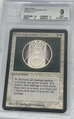 Magic MTG Alpha Circle of Protection: Green BGS 9 (quad+) (9.5,9,9,9) - Image 1