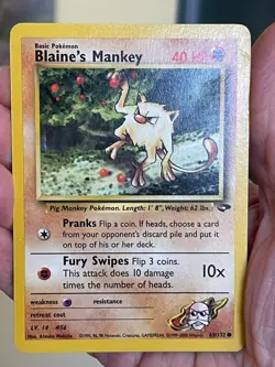 POKEMON BLAINE'S MANKEY 63/132 COMMON GYM CHALLENGE MP CARD - Image 1