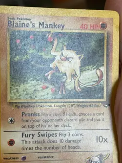 POKEMON BLAINE'S MANKEY 63/132 COMMON GYM CHALLENGE MP CARD - Image 3