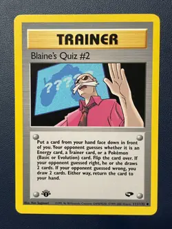 Pokemon Blaine's Quiz #2 1st Edition Uncommon Card 111/132 Gym Challenge DMG - Image 1