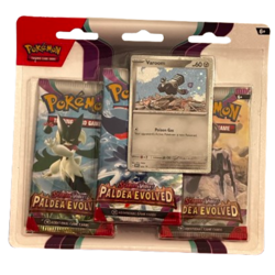 Pokemon TCG Scarlet & Violet: Paldea Evolved 3‑Pack Blister - Varoom Promo Card - Image 1