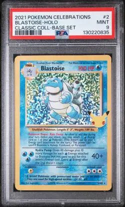 Pokemon Card PSA 9 Blastoise 2/102 Celebrations Classic Holo Base Set 2021 #1 - Image 1
