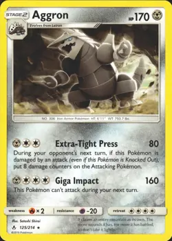 Aggron 125/214 Rare SM - Unbroken Bonds Pokemon Card NM - Image 1
