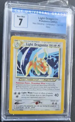 CGC 7 Near Mint Light Dragonite Holo Neo Destiny 14/105 Pokemon Card - Image 1