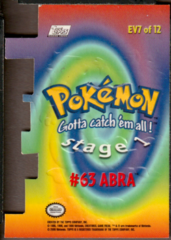 Pokemon TV Series 2 Topps - Die-Cut Embossed Chase Card #63 Abra EV7 - Image 2
