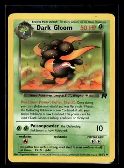2000 Pokemon Team Rocket #36/82 Dark Gloom NM-Mint+ - Image 1
