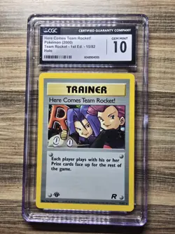 2000 Pokemon Team Rocket 1st Edition Holo Here Comes Team Rocket! #15 CGC 10 GEM - Image 1