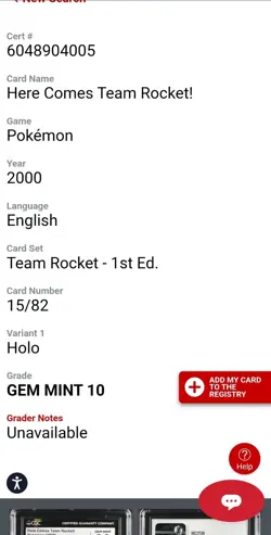 2000 Pokemon Team Rocket 1st Edition Holo Here Comes Team Rocket! #15 CGC 10 GEM - Image 5