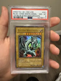 2002 Blue-Eyes White Dragon LOB-001 Unlimited PSA 8 💎1.5 Wavy Original Print💎 - Image 2