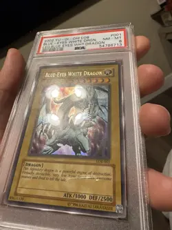 2002 Blue-Eyes White Dragon LOB-001 Unlimited PSA 8 💎1.5 Wavy Original Print💎 - Image 4