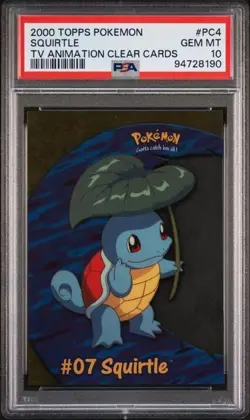 2000 Topps Pokemon TV Animation Clear Cards #PC4 Squirtle PSA GEM MINT 10 - Image 1