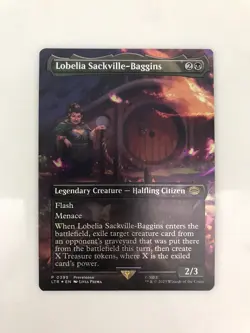 Lobelia Sackville-Baggins Foil Prerelease Borderless MTG Magic Card NM Mint LTR - Image 1