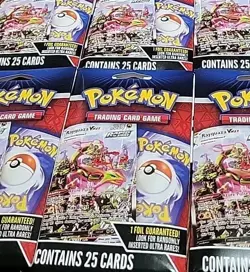 Pokemon TCG Pack with 1 Foil Card Guaranteed 25 Cards Per Pack Sealed Lot of 7 - Image 2