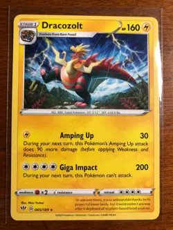 Pokemon Card - Dracozolt 065/189 - Rare Regular - MINT - Darkness Ablaze - Image 1