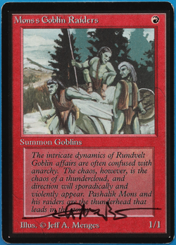 Mons's Goblin Raiders Beta NM Red Common SIGNED MAGIC CARD (ID# 504653) ABUGames - Image 1
