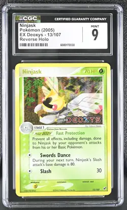 CGC 9 MINT Ninjask 2005 EX Deoxys 13/107 Reverse Holo Stamped Pokemon Card - Image 1