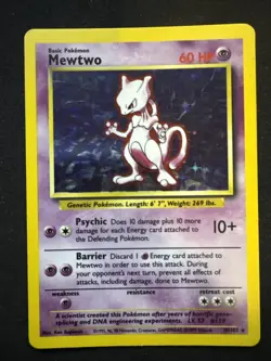 Pokemon Mewtwo TCG Holo Rare Card Base Set 10/102 Vintage - Image 1