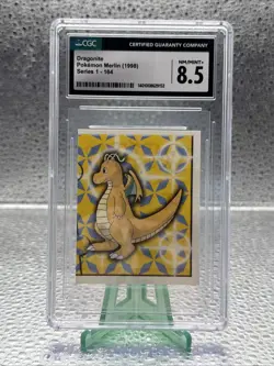 1998 Pokemon Merlin Topps Sticker #164 Series 1 ~ Dragonite ~ CGC 8.5 - Image 1