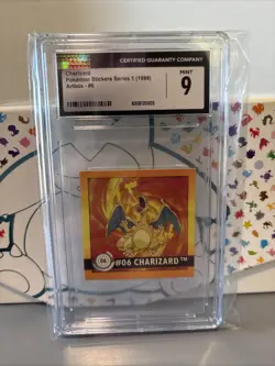 CGC 9 - 1999 Pokemon Charizard #6 Stickers Series 1 Artbox - Image 1
