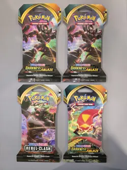 Pokemon Darkness Ablaze Rebel Clash Sleeved Booster Packs X4 - Image 1