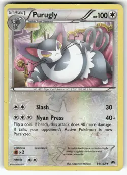 Purugly XY - BREAKpoint Uncommon,Reverse Holo Pokemon Lightly played - Image 1