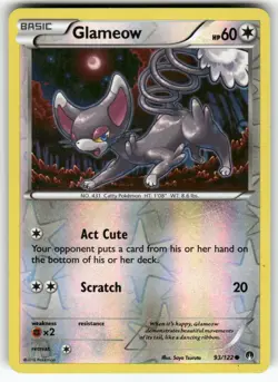 Glameow XY - BREAKpoint Common,Reverse Holo Pokemon Lightly played - Image 1