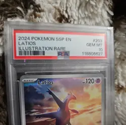 2024 Pokemon Surging Sparks SSP EN Latios Illustration Rare 203 PSA 10 GEM MINT - Image 3