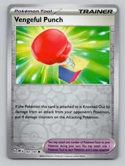 Reverse Holo Vengeful Punch #197/197 Uncommon SV03: Obsidian Flames Pokemon - Image 1
