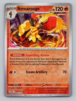 Reverse Holo Armarouge #044/197 Uncommon SV03: Obsidian Flames Pokemon - Image 1