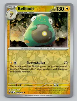 Reverse Holo Bellibolt #077/197 Uncommon SV03: Obsidian Flames Pokemon - Image 1