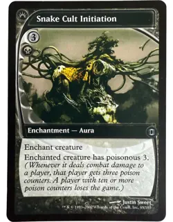Magic: The Gathering Snake Cult Initiation Aura Card Used - Image 1